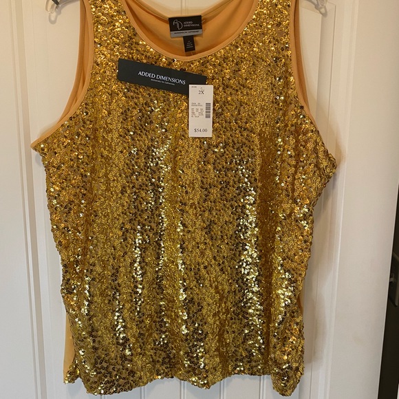 Added Dimensions Gold Sequin Sleeveless Blouse - Picture 1 of 2